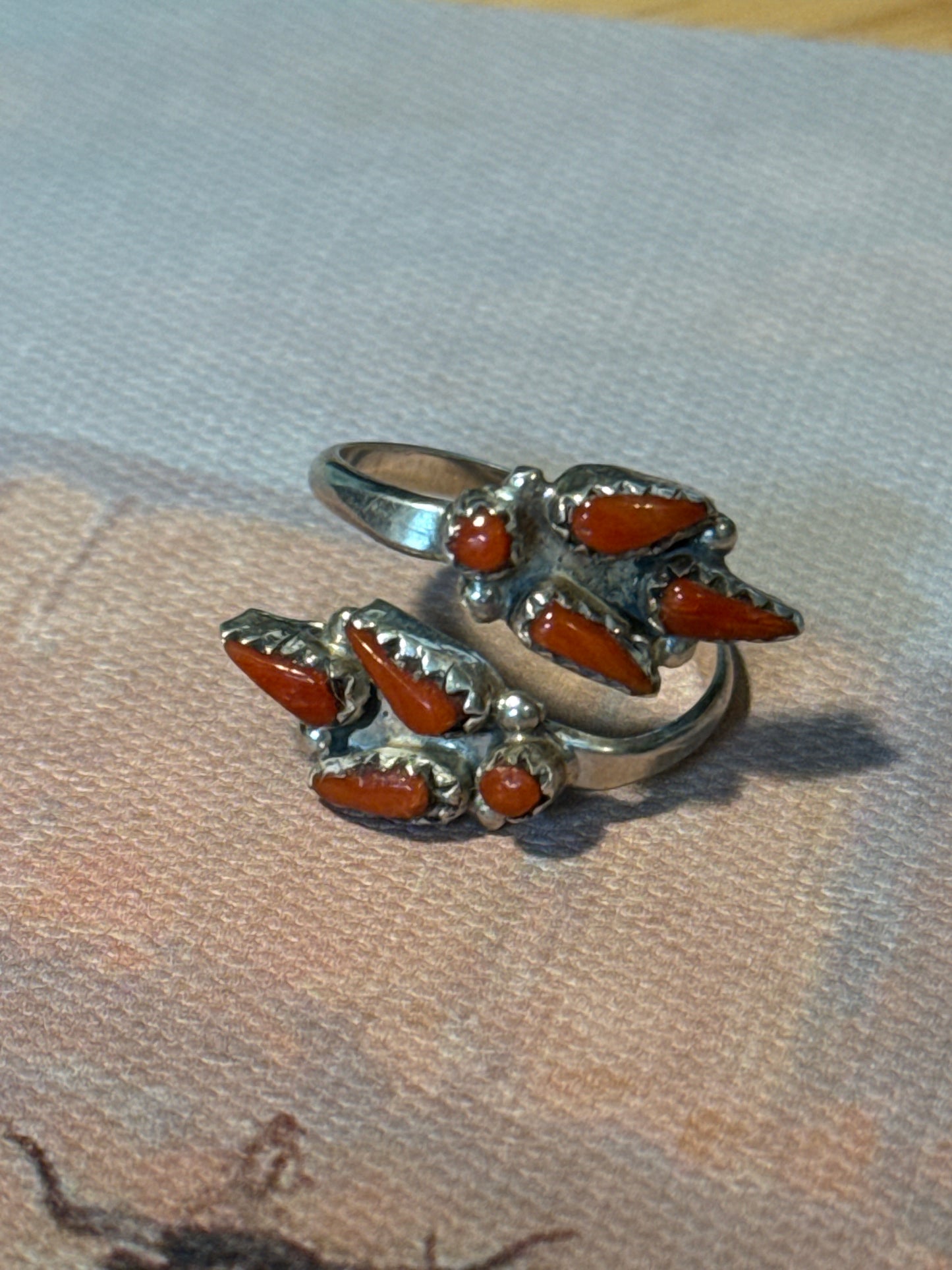 Adjustable Coral Cluster Wrap Ring
