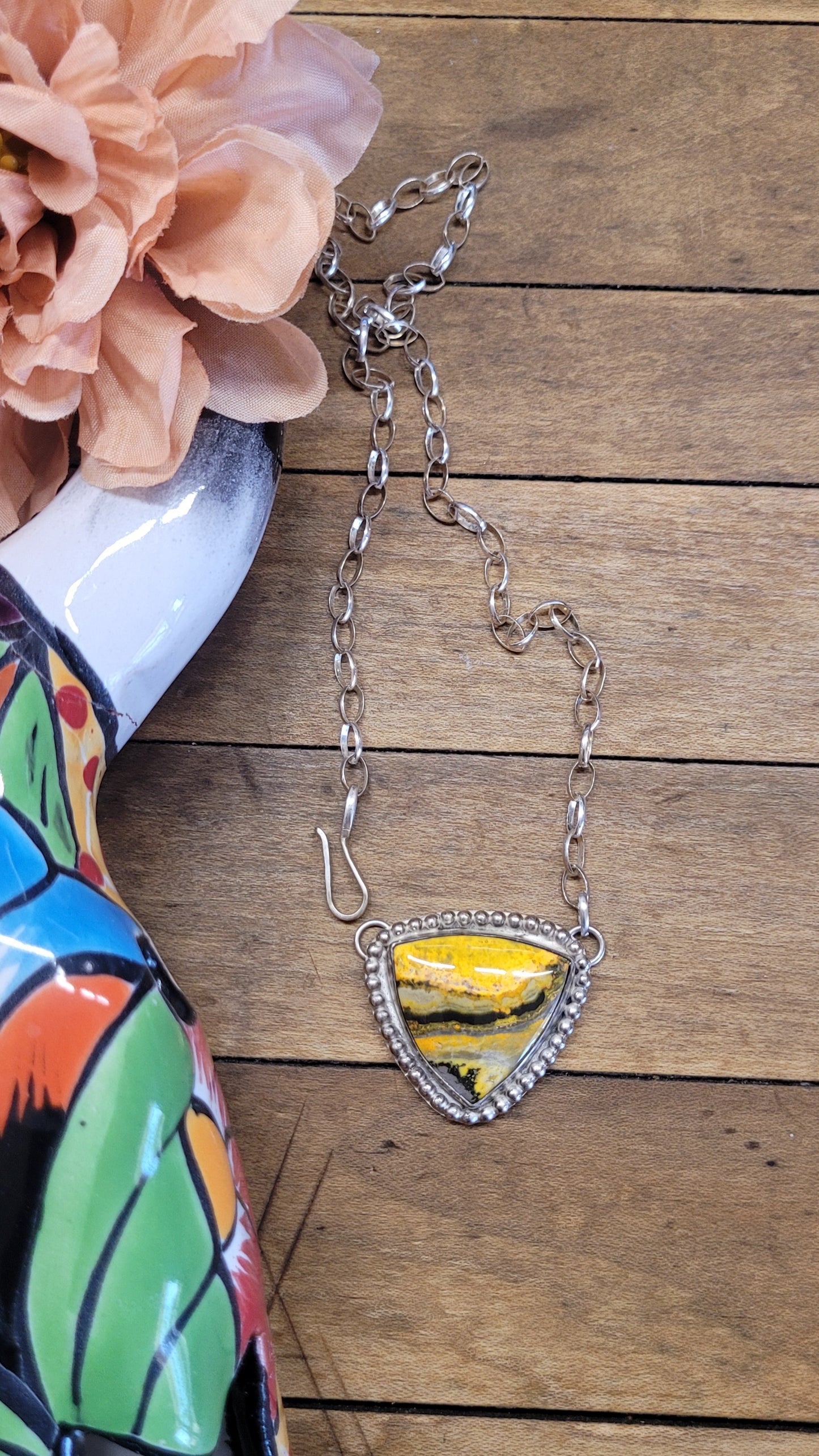 Bumblebee Jasper & Sterling Necklace