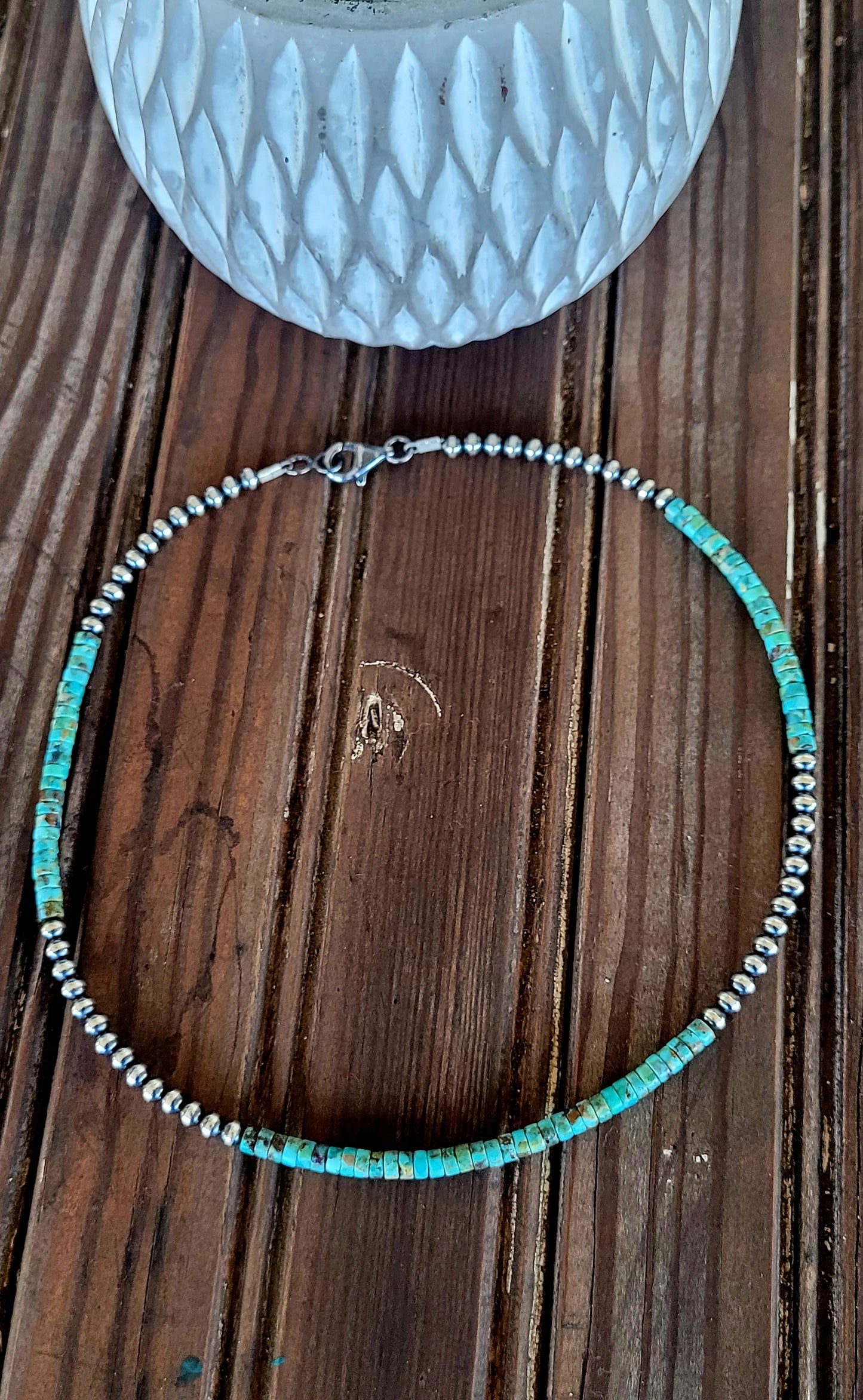 Silver Pearl & Heishi Necklace