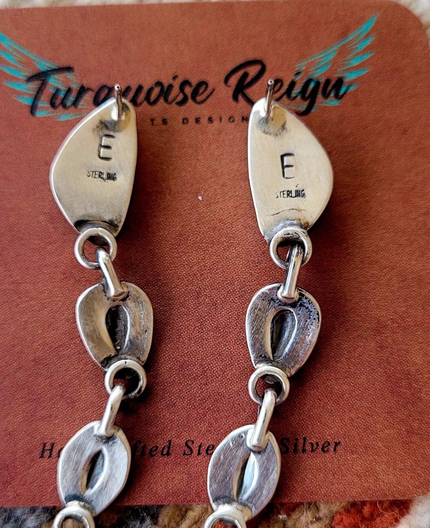 Kingman Studs with Stamped Sterling Drops
