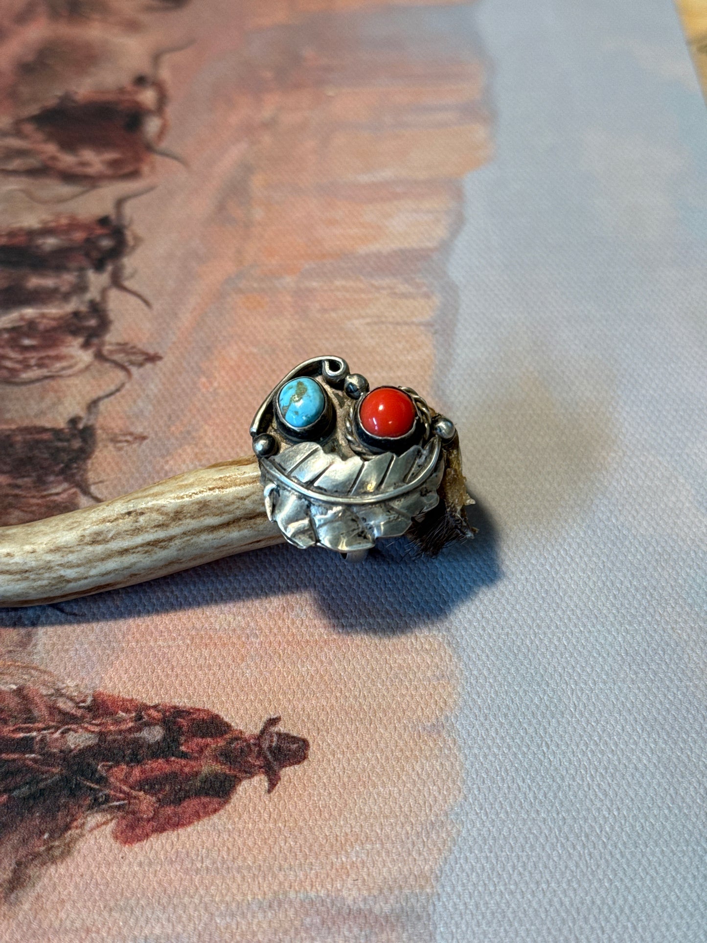 Vintage Feather & Turquoise Ring