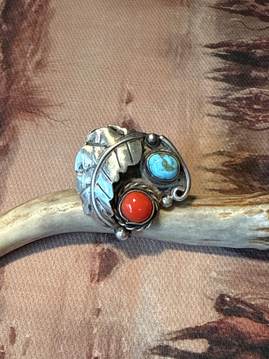 Vintage Feather & Turquoise Ring