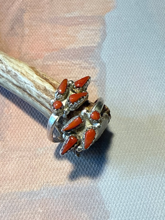 Adjustable Coral Cluster Wrap Ring