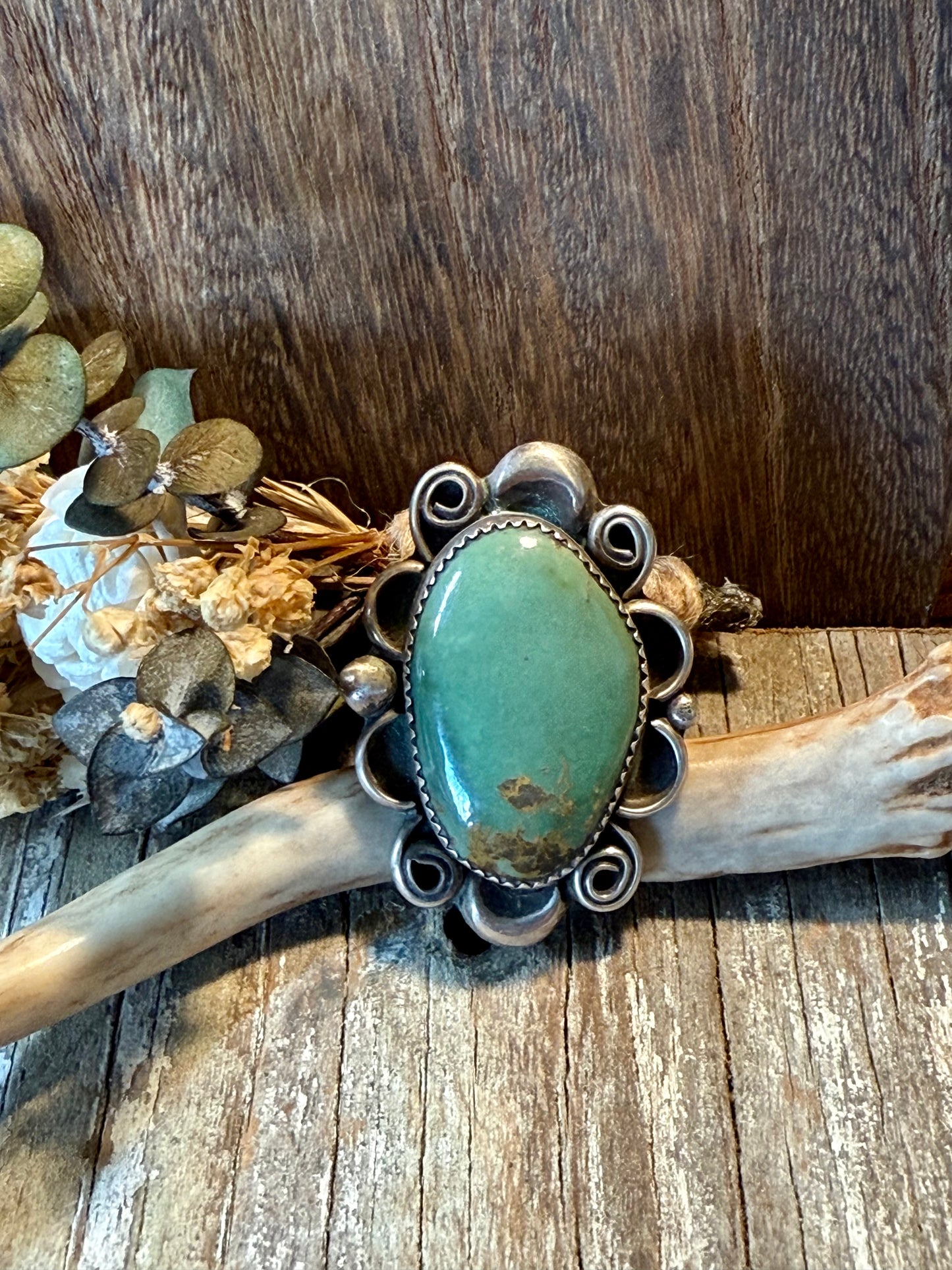 Adjustable Green Turquoise Ring