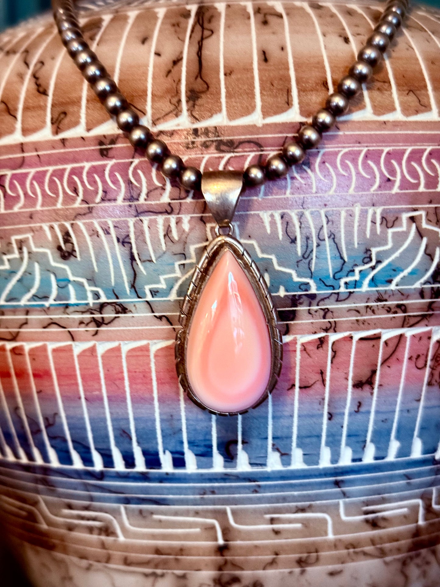 Pink Conch Teardrop Pendant