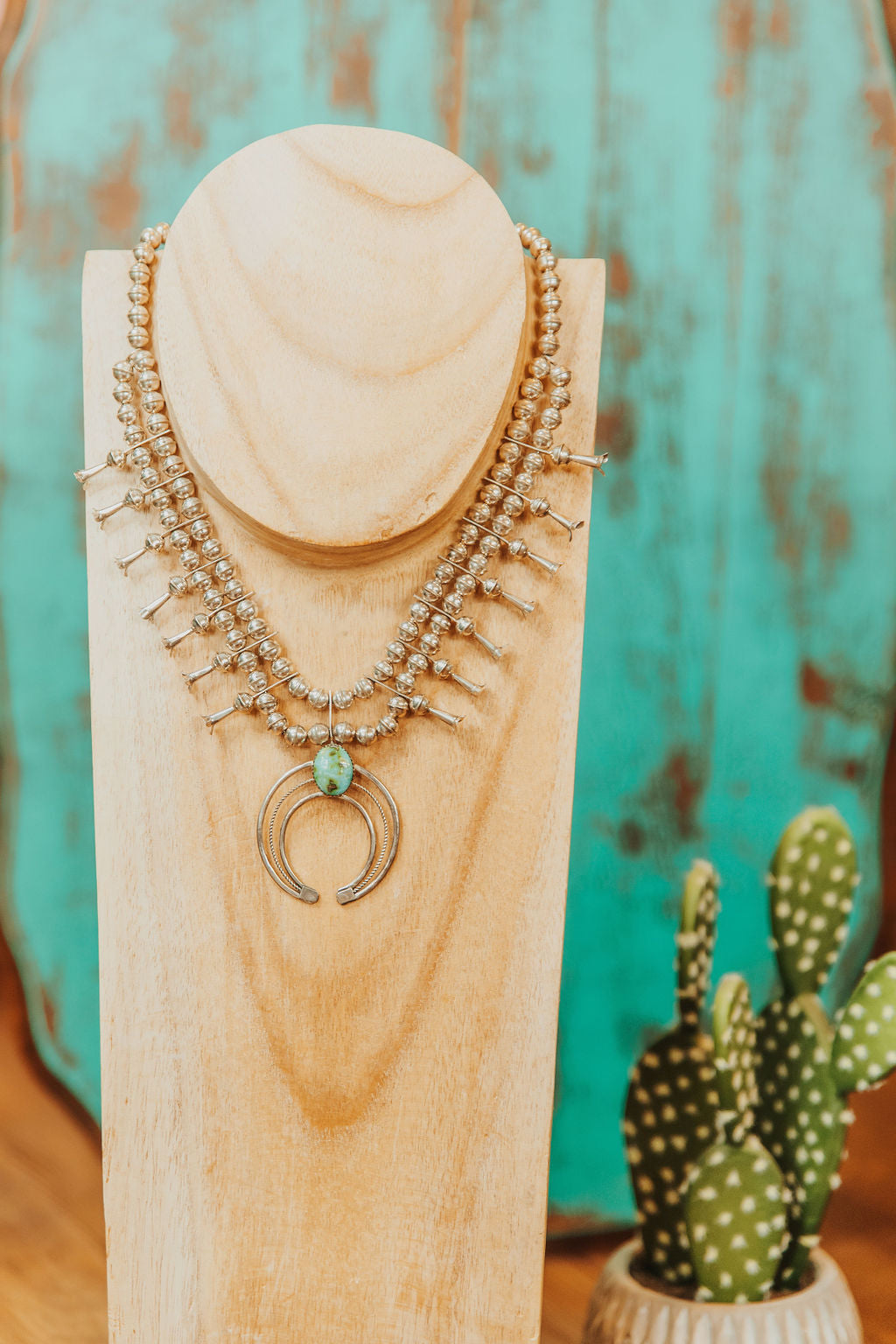 Sterling and Turquoise Squash Blossom by PG