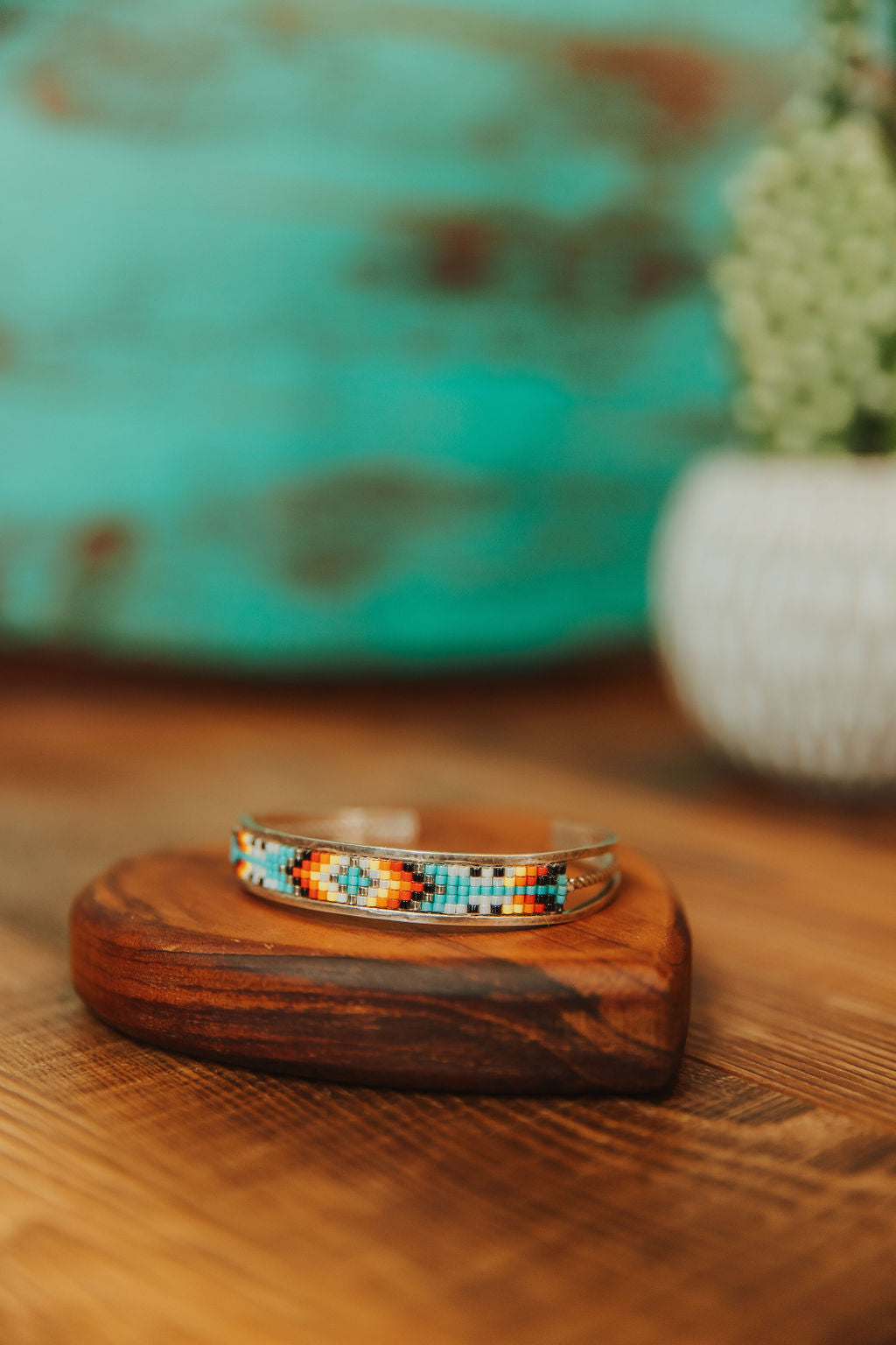 Navajo Bead & Sterling Cuff