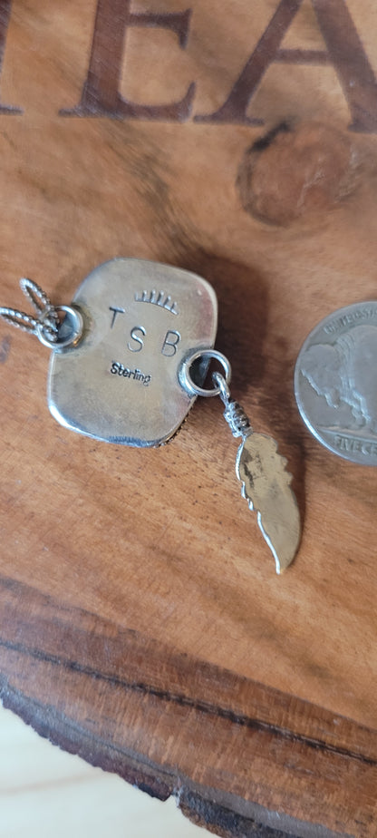 Cheeta Agate with Feather Pendant