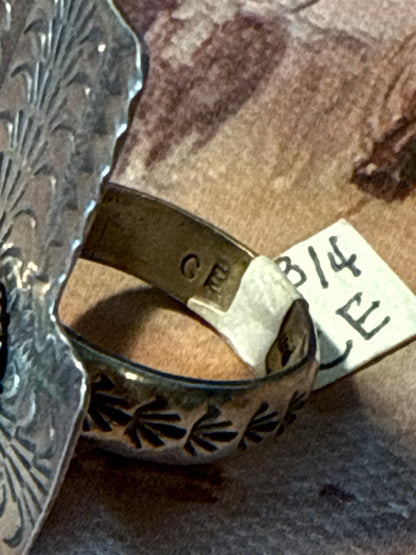 Hand-stamped Turquoise Cross Ring
