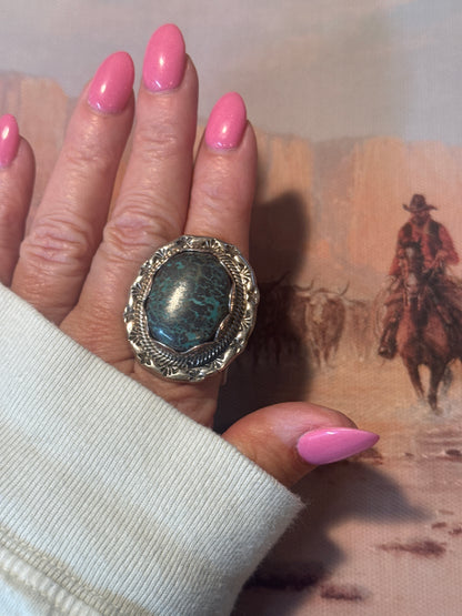 Stamped Turquoise Ring