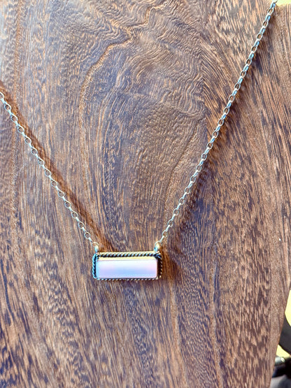 Pink Conch Bar Necklace