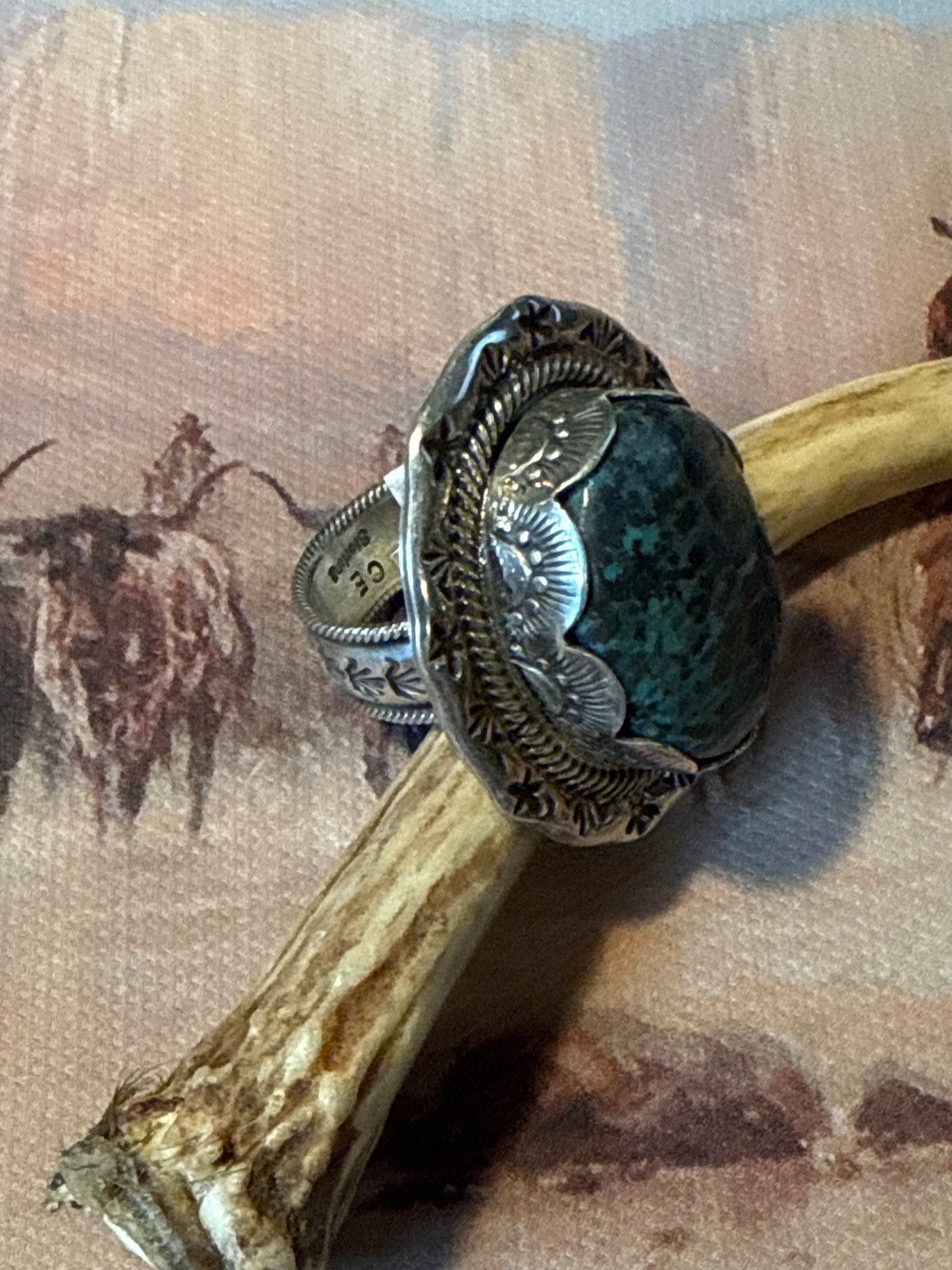 Stamped Turquoise Ring