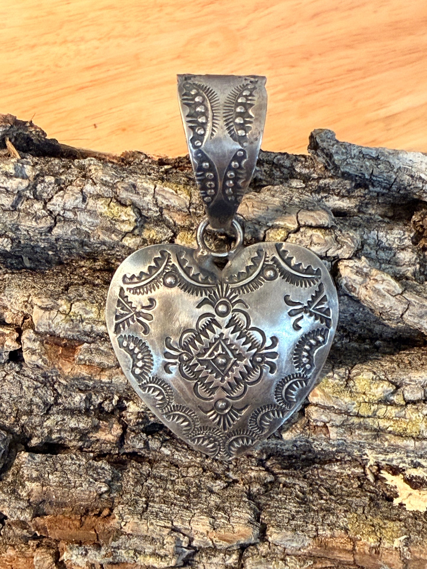 Vincent J. Platero Stamped Heart Pendant