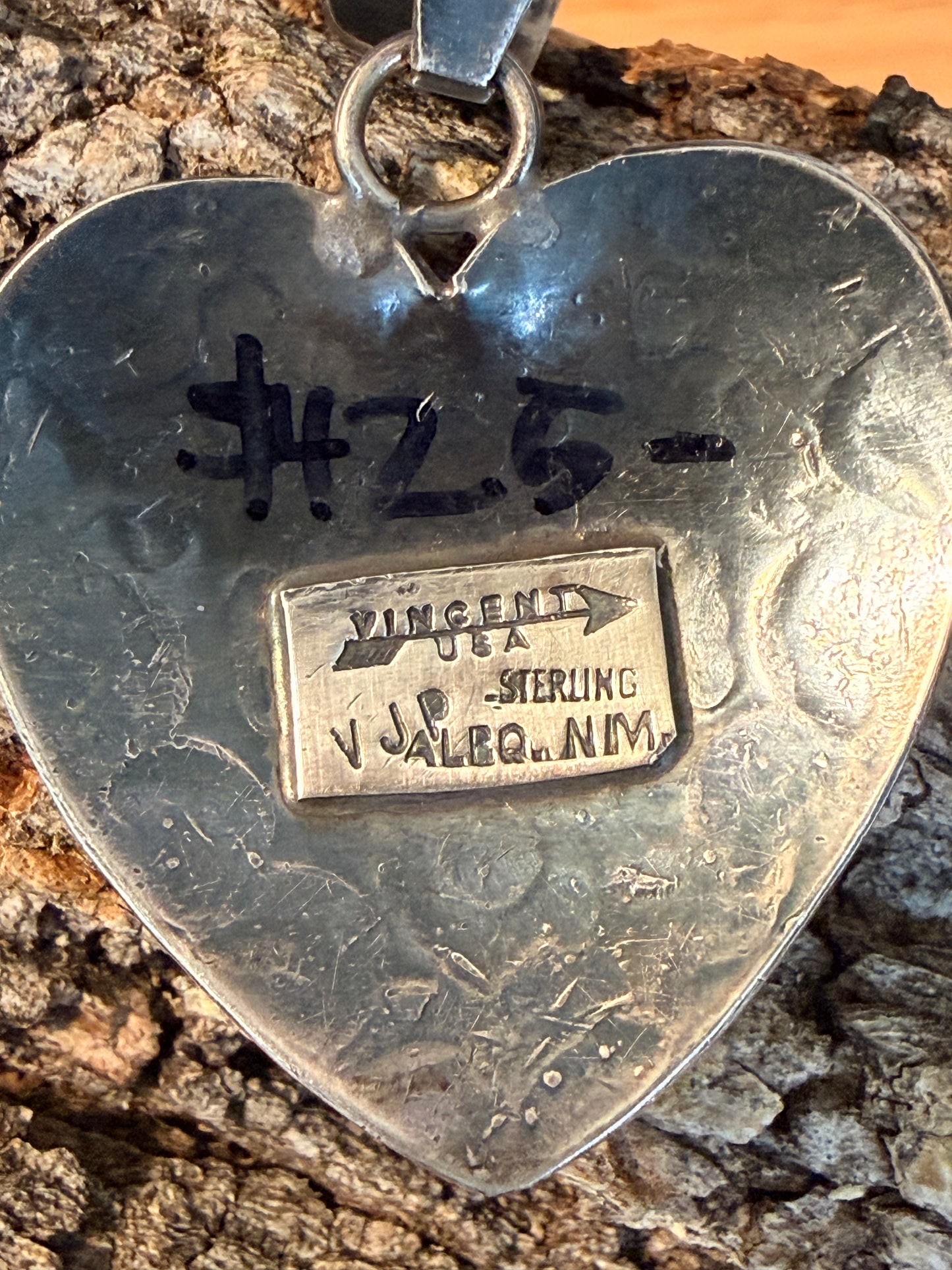 Vincent J. Platero Stamped Heart Pendant