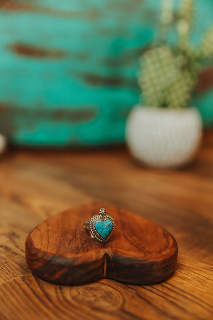 Intricate Turquoise Heart Ring