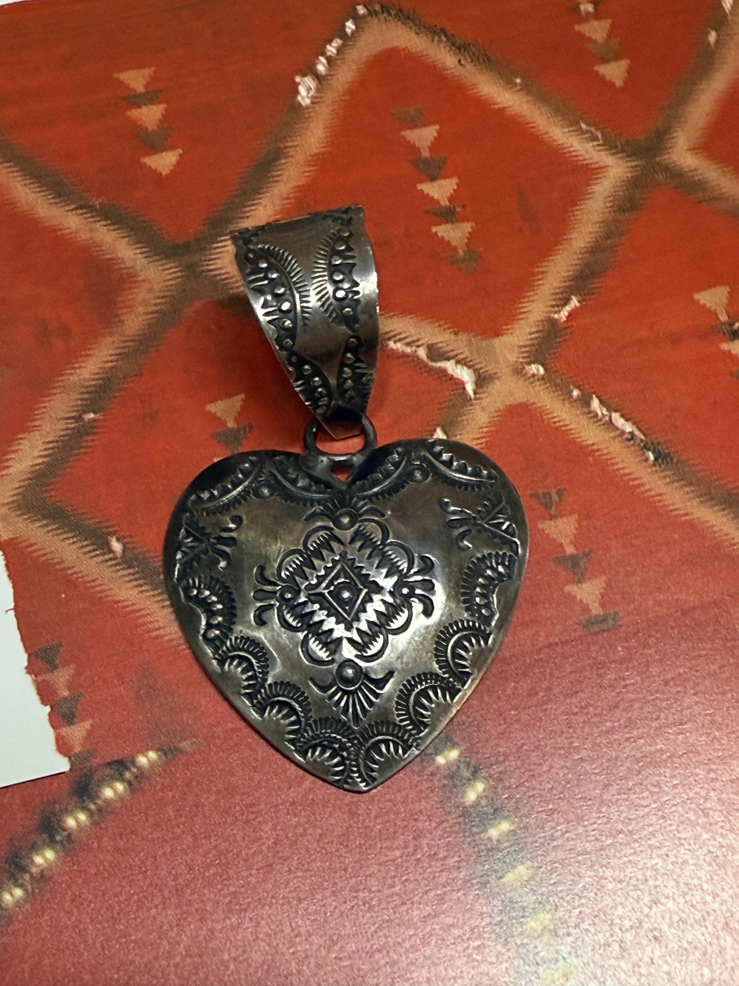 Vincent J. Platero Stamped Heart Pendant