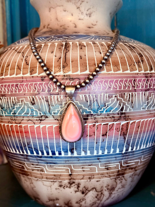 Pink Conch Teardrop Pendant