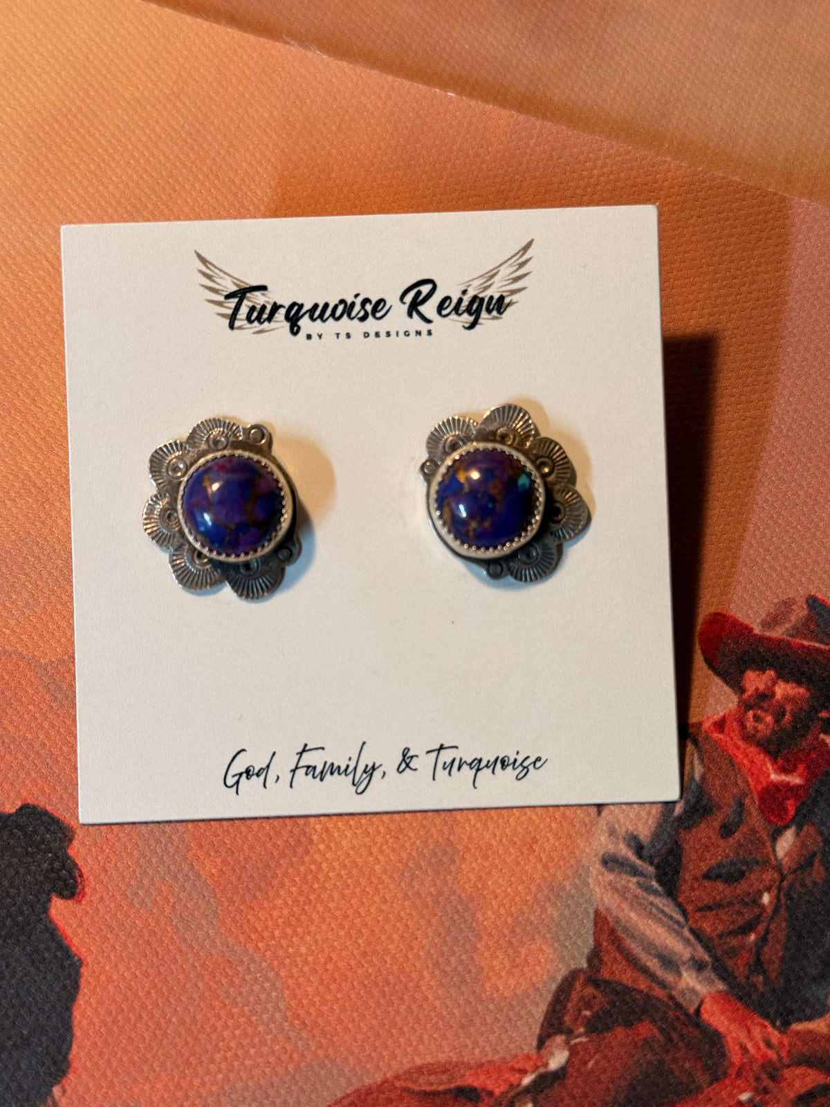 Purple Mojave Stamped Studs