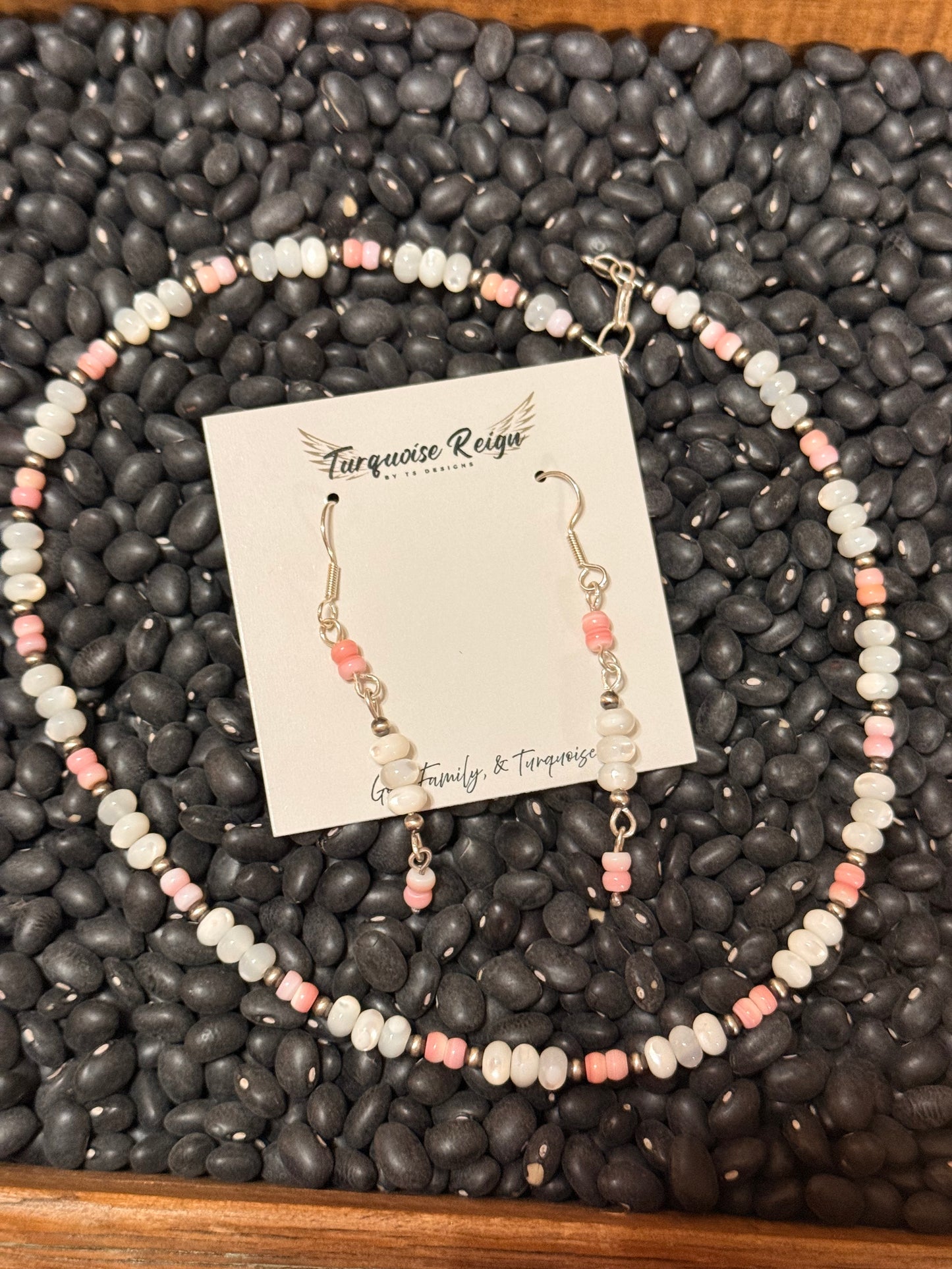 Pink Conch, Mother of Pearl, and Sterling Pearl Set