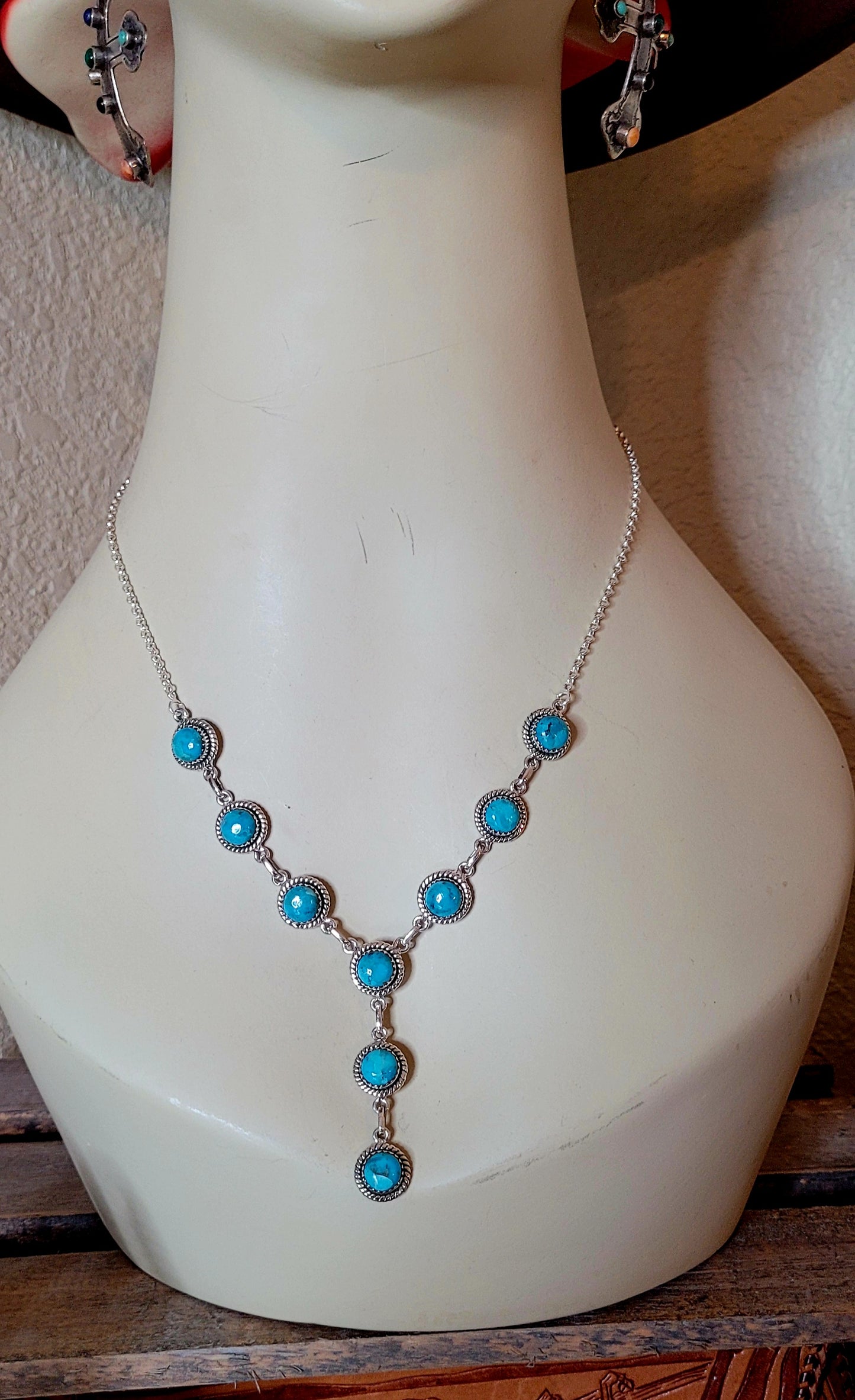 Hada Collection Kingman & Sterling Lariat Necklace